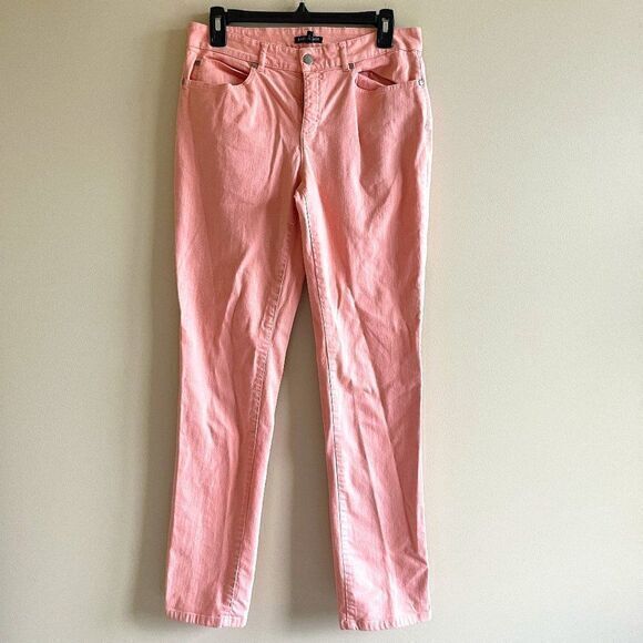 Eileen Fisher Organic Cotton Denim Straight Slim Jean Pants Pink Womens Size 8 - Picture 1 of 10